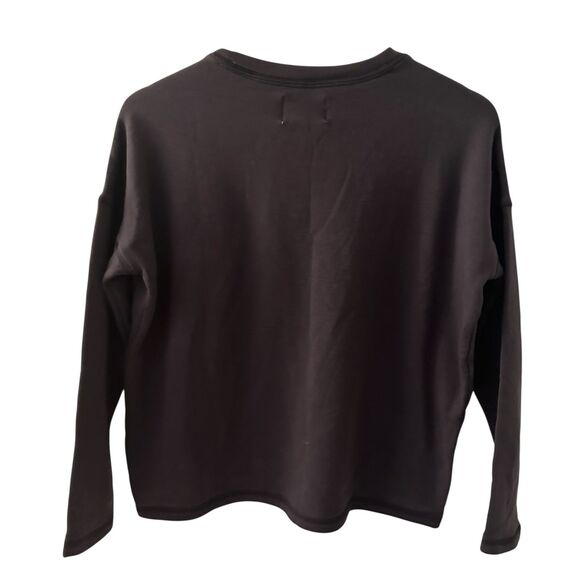 Madewell MWL Weekend Dark Grey Crewneck Boxy Fleece Lined Sweatershirt XS - Picture 2 of 5